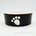 Pet Feeding Bowl Black Rounded Ceramic Dog Bowl